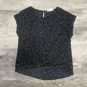Pink Rose Black and White Polka Dot Twist Front Blouse